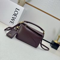 Loewe Mini Featherlight Puzzle Bag In Nappa Lambskin Burgundy