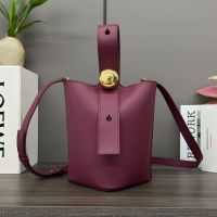 Loewe Mini Pebble Bucket Bag In Smooth Calfskin Crimson