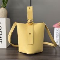 Loewe Mini Pebble Bucket Bag In Smooth Calfskin Lemon