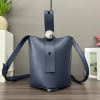 Loewe Mini Pebble Bucket Bag In Smooth Calfskin Navy Blue