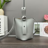 Loewe Mini Pebble Bucket Bag In Soft Grained Calfskin Grey