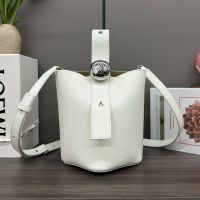 Loewe Mini Pebble Bucket Bag In Soft Grained Calfskin White