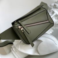 Loewe Mini Puzzle Bumbag In Classic Calfskin Olive