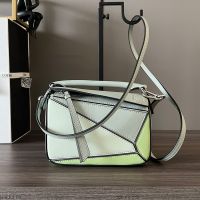 Loewe Mini Puzzle Bag In Multicolor Calfskin Sky Blue/Mint Green