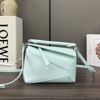 Loewe Mini Puzzle Edge Bag In Classic Calfskin Light Blue
