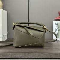 Loewe Mini Puzzle Edge Bag In Classic Calfskin Olive