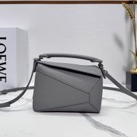 Loewe Mini Puzzle Edge Bag In Soft Grained Calfskin Grey