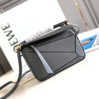 Loewe Mini Puzzle Bag In Soft Grained Calfskin Iron Grey