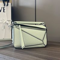 Loewe Mini Puzzle Bag In Soft Grained Calfskin Milk Green