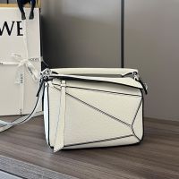 Loewe Mini Puzzle Bag In Soft Grained Calfskin White