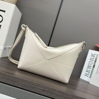 Loewe Puzzle Fold Pouch In Shiny Nappa Calfskin White