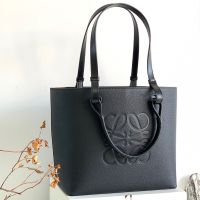 Loewe Small Anagram Tote In Grained Calfskin Black