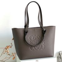 Loewe Small Anagram Tote In Grained Calfskin Taupe
