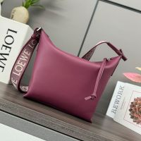 Loewe Small Cubi Crossbody Bag with Jacquard Strap In Supple Smooth Calfskin Crimson