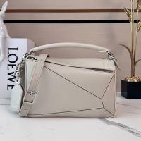 Loewe Small Featherlight Puzzle Bag In Nappa Lambskin White