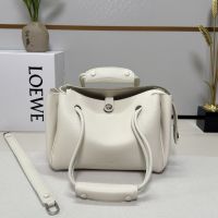 Loewe Small Madrid Bag In Supple Grained Calfskin White