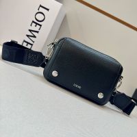 Loewe Small Pebble Messenger Bag In Supple Grained Calfskin Black