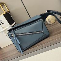 Loewe Small Puzzle Bumbag In Classic Calfskin Blue
