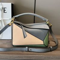 Loewe Small Puzzle Bag In Multicolor Calfskin Grey/Apricot/Green