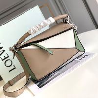 Loewe Small Puzzle Bag In Multicolor Calfskin White/Apricot/Green