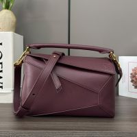 Loewe Small Puzzle Edge Bag In Classic Calfskin Burgundy