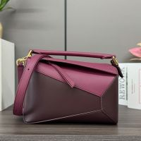 Loewe Small Puzzle Edge Bag In Classic Calfskin Burgundy/Crimson
