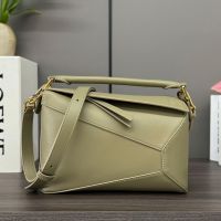 Loewe Small Puzzle Edge Bag In Classic Calfskin Moss Green