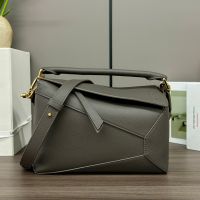 Loewe Small Puzzle Edge Bag In Soft Grained Calfskin Deep Grey