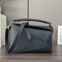 Loewe Small Puzzle Edge Bag In Soft Grained Calfskin Navy Blue