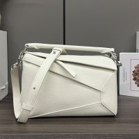 Loewe Small Puzzle Edge Bag In Soft Grained Calfskin White