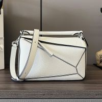 Loewe Small Puzzle Bag In Soft Grained Calfskin White