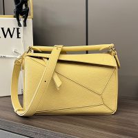 Loewe Small Puzzle Bag In Soft Grained Calfskin Yellow