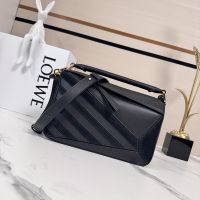 Loewe Small Puzzle Bag In Classic Calfskin And Suede Black