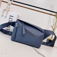 Loewe Small Puzzle Edge Bumbag In Classic Calfskin Blue