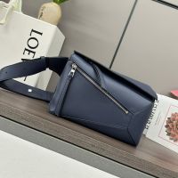 Loewe Small Puzzle Edge Bumbag In Classic Calfskin Navy Blue