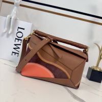Loewe Small Puzzle Edge Landscape Bag In Nappa Calfskin Brown