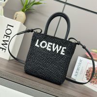 Loewe Standard A5 Tote Bag In Raffia Black