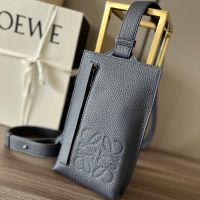 Loewe Vertical T Pocket In Soft Grained Calfskin Navy Blue