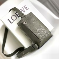 Loewe Vertical T Pocket In Soft Grained Calfskin Olive