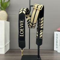 Loewe Webbing Chevron Strap In Jacquard And Calfskin Beige/Black