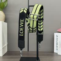 Loewe Webbing Chevron Strap In Jacquard And Calfskin Green/Black